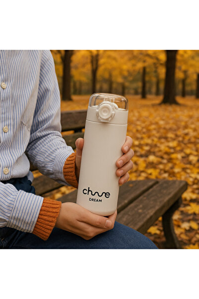 CEZVE HOME Stainless Steel Heat Insulated Thermos Mug with Straw and Lid 400 ml