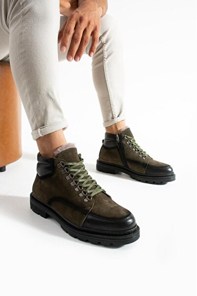 MEEGORA Erkek Haki Hakiki Deri-Süet Bot