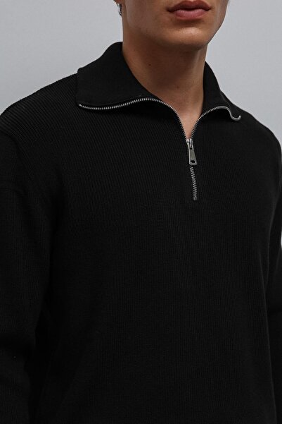 Antioch Black Zippered Knitwear Men's Sweater