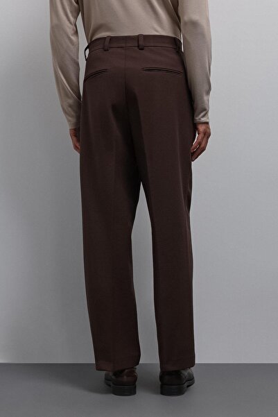 Antioch Coffee Relax Fit Pleated Men's Trousers