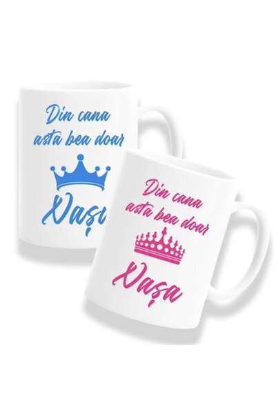 OEM Set 2 Cani personalizate pentru Nasi cu mesaj: 'Din cana asta bea doar Na...