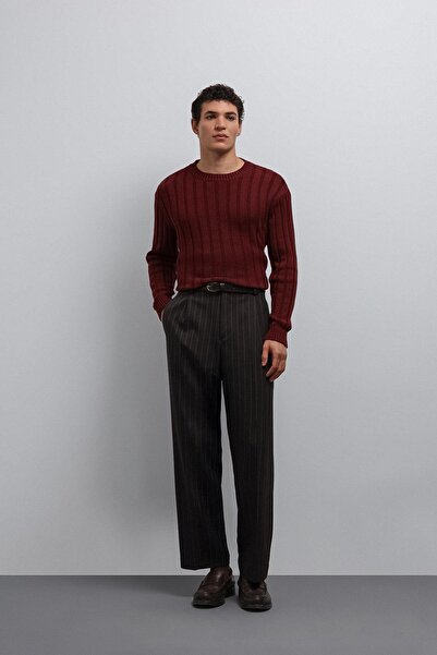 Antioch Burgundy 100% Cotton Ribbed Men's Sweater