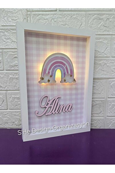 s'he design organizasyon LEDLİ AHŞAP OBJELİ KAPI SÜSÜ / BEBEK İSMİNE ÖZEL HAS...