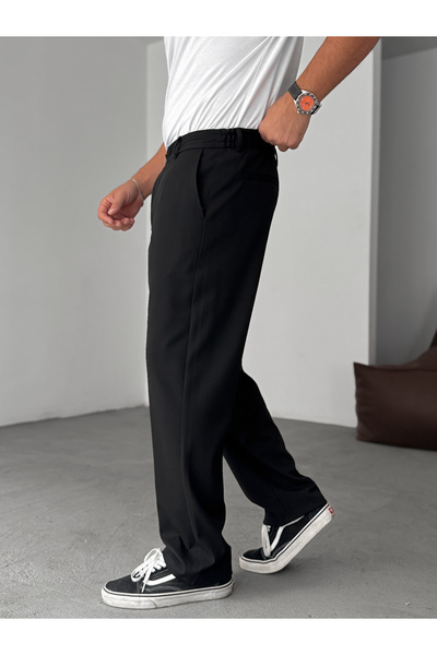 BYBASICMAN Siyah Beli Yarım Lastikli Pantolon YP-5036