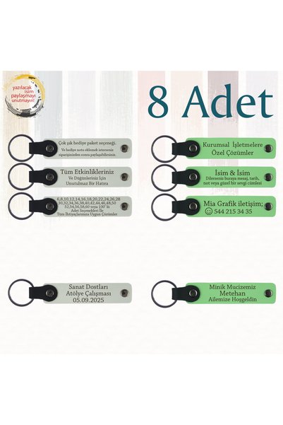 Name Written Leather Keychain, Purple & Navy, Set of 8 Gifts for Your Loved Ones for Your Special Celebrations