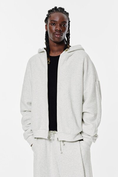 Pull & Bear Pileli kapüşonlu fermuarlı sweatshirt