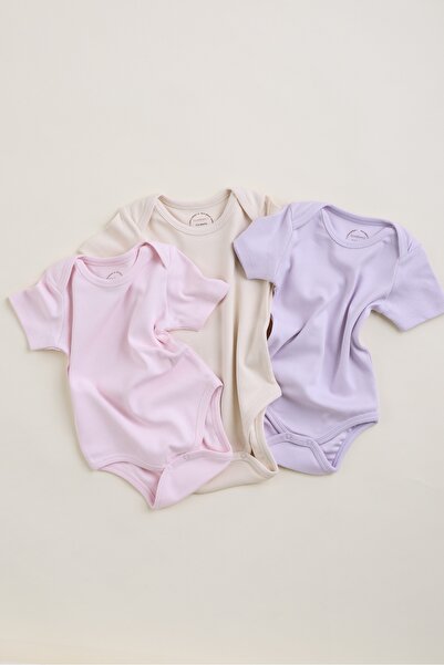 Bondberro 3'lü Set %100 Pamuk Bebek Ve Çocuk Zarf Yaka Zıbın & Body