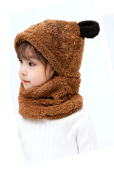 Leiste 3-6 Years Old Plush Panda Children's Beanie Teddy Bear Hooded Ear Welsoft Beanie Windproof Hat with Neck Collar