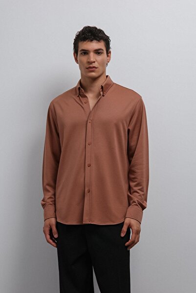 Antioch Light Brown Buttoned Collar Relax Fit Men's Shirt
