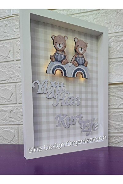 s'he design organizasyon LEDLİ AHŞAP OBJELİ KAPI SÜSÜ / BEBEK İSMİNE ÖZEL HAS...