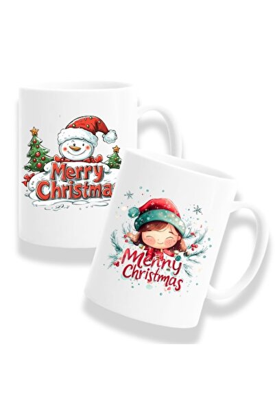 OEM Set 2 Cani Personalizate cu mesaj: 'Crăciun Fericit', Betaprint, 330ml, c...