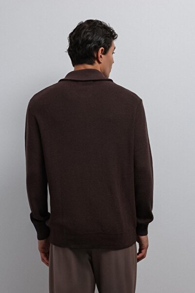 Antioch Brown Zippered Knitwear Men's Sweater