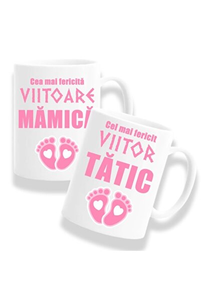 OEM Set 2 căni personalizate pentru viitori părinți cu mesajul: „Cel mai feri...