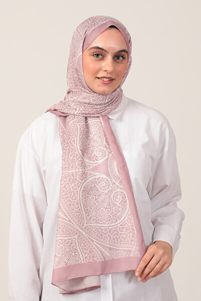 ipekistanbul Cotton Silk Shawl - Ivy Pattern - Pink