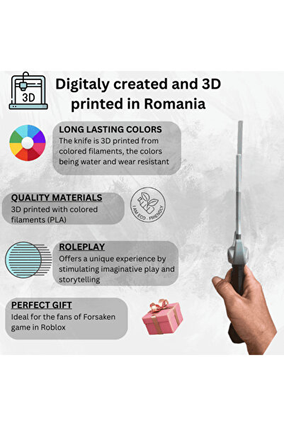 Lulu's Prints Two Time knife inspired by Forsaken Roblox,