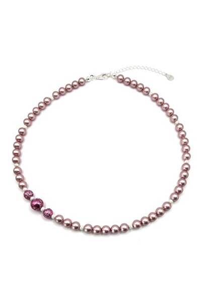 Lexy's Boutique Colier handmade, ajustabil, din argint 925, Lexy's Boutique, perle Swarovski si Lava, max 45 cm