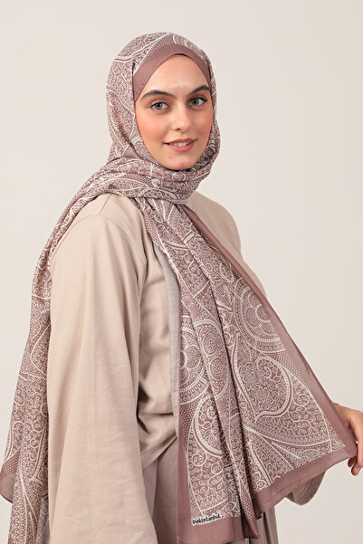 ipekistanbul Şal din mătase de bumbac - Model de iederă - Maro dulce