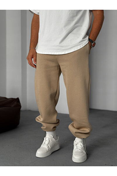 BYBASICMAN Μπεζ φόρμα παντελόνι επένδυση fleece YP-4004