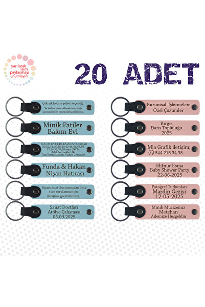 miawiki سلسلة مفاتيح قابلة للكتابة بالاسم، أرجواني وأزرق داكن، مجموعة من 20 ه...