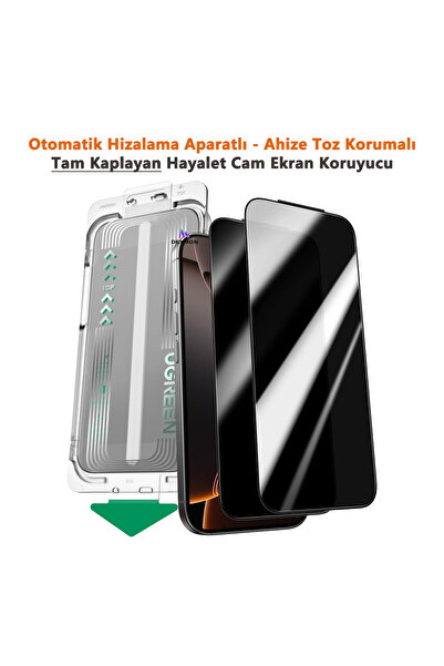 Dexmon iPhone 17 PRO MAX Uyumlu HAYALET Cam Ekran Koruyucu Otomatik Hizalama Ahize Toz Koruma Tam Kaplayan