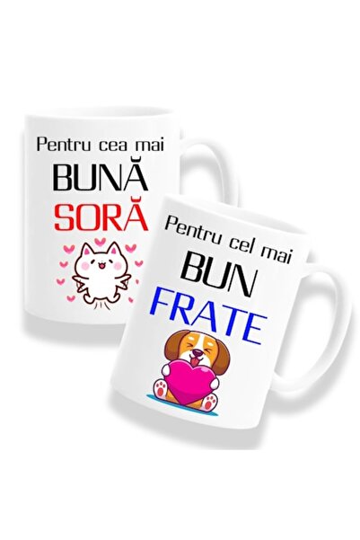 OEM Set 2 căni personalizate pentru frați cu mesajul: „Pentru cel mai bun fra...