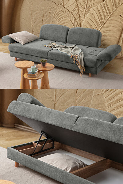 Eymense Aries Yataklı Sandıklı Koltuk Takımı 3+3+1 Antrasit