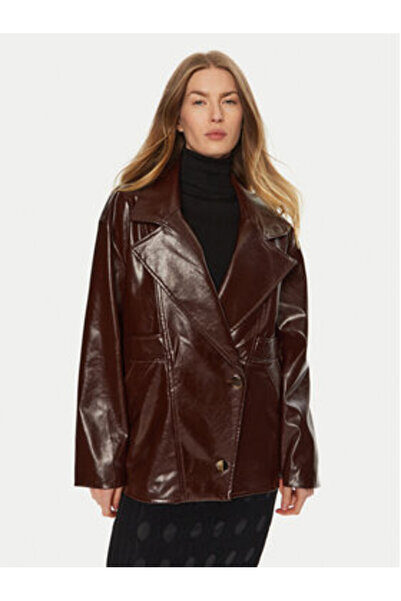 Access Fashion Γυναικείο Μπουφάν από Δέρμα 44-1060-806 Καφέ