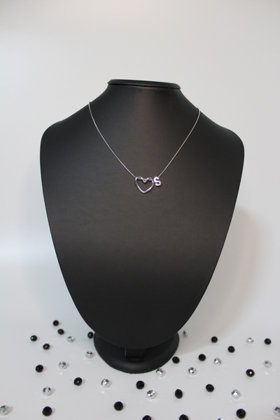 Genel Markalar Gümüş S harfli büyük kalpli çelik kolye