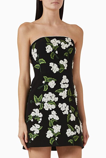 ALICE AND OLIVIA Siyah Duvaklı Straplez Mini Elbise, Zarif ve Gösterişli