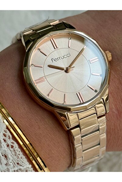 Ferrucci ROSEGOLD RENK SADE ŞIK KADIN SAATİ