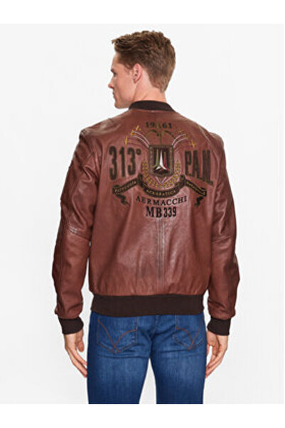 Aeronautica Militare Ανδρικό Δερμάτινο Μπουφάν 231PN5026PL183 Καφέ