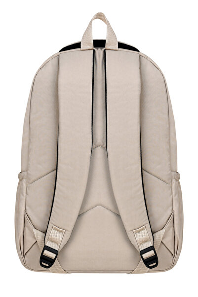 Çanta Trend Mega Boy Cream Unisex Σχολική τσάντα με ρυθμιζόμενο ορθοπεδικό λουράκι και θήκη για φορητό υπολογιστή πολλαπλών ματιών