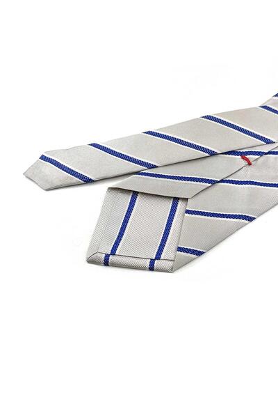 Kravatkolik Cravată din mătase italiană cu model în dungi alb strălucitor în stil Elbrook İK1979