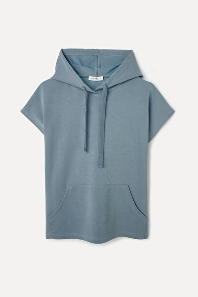 Mudo MODAL KARIŞIMLI KISA KOLLU KAPÜŞONLU SWEATSHIRT