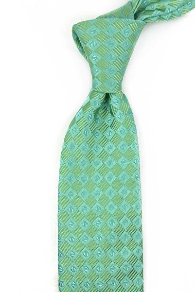 Kravatkolik Ιταλική μεταξωτή γραβάτα με πράσινο τετράγωνο σχέδιο Thurgarton Style IK2022