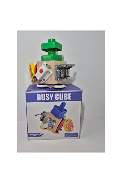 OEM Cub senzorial Montessori, din lemn, diverse activități, motricitate fină