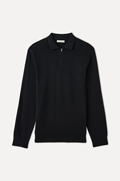 Mudo Zippered Polo Neck Knitwear Sweater