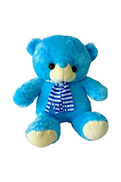 velve Ursulet de plus Rony, cu fular, Inaltime 36 cm, Albastru