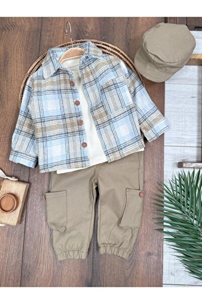 BEBENDY 4-Piece Baby Boy/Child Set with Lumberjack Shirt, Hat, Badge, and Car...