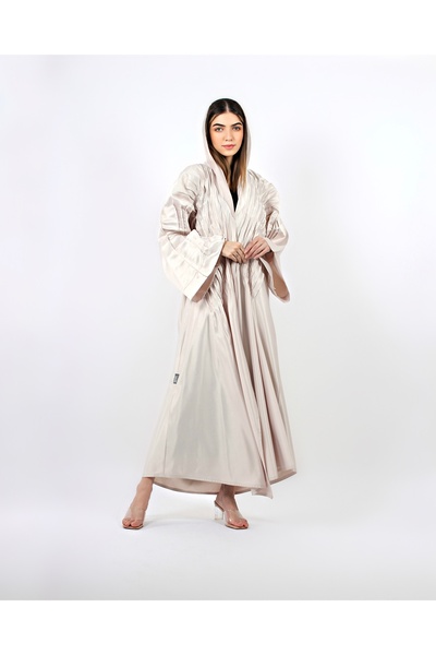 Generic Beige Simple Abaya with Pleats