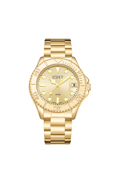 ECSTACY ساعة نسائية تناظرية بمينا ذهبي - E23512-GBGC
