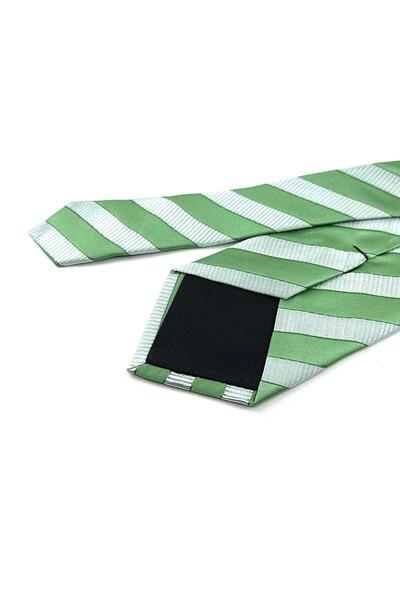 Kravatkolik Ιταλική μεταξωτή γραβάτα με μοτίβο πράσινης γραμμής τύπου Ilford Style İK1991