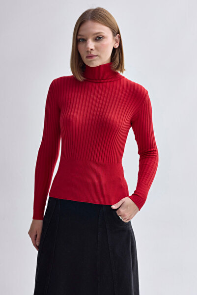 ZÜLAYS Boğazlı Triko Body Kırmızı