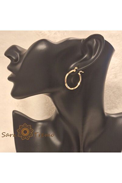 SaraTremo Cercei împletiți rotunzi 'Classic Gold' 2,5 cm, placați cu aur