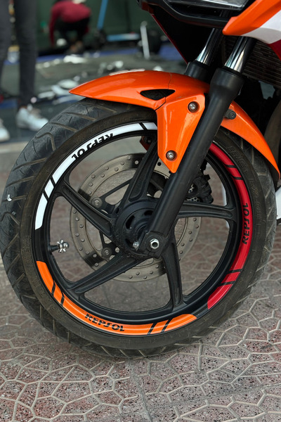 Banxtre ملصق شريط العجلات من هوندا ريبسول 3 بألوان برتقالي-أحمر-أبيض