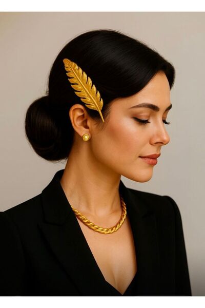 GEZEGENX 3-Piece Hair Clip Accessory Stylish Bridal Evening Dress Wedding Engagement Special Occasion Clip Gold