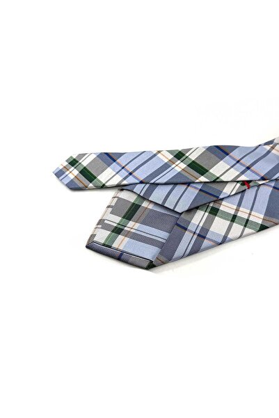 Kravatkolik Cravată din mătase italiană cu model în carouri albastre în stil Boose IK2003