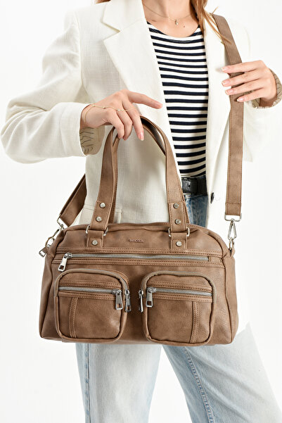 çantamgelsin Mega Polo Lisbon/Soft Leather Multi-Compartment Women's Shoulder Bag