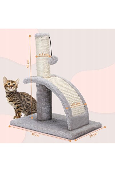 zola Cat play set, scratching post, toy, brush, chipboard, 30 x 25 x 50 cm, gray