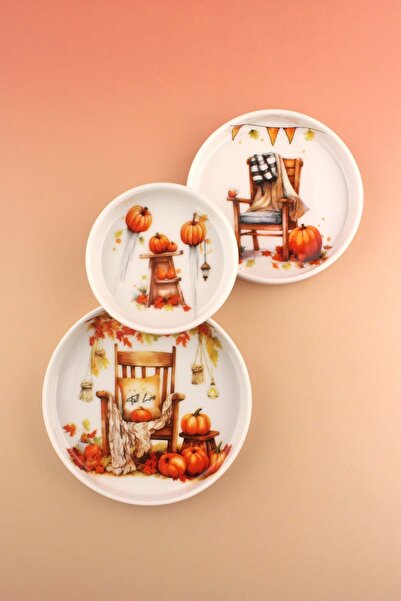 Bursa Porselen Dekor Halloween 3-Piece Porcelain Plate Set